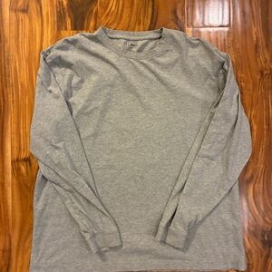 L.L.Bean Men’s Long Sleeve T-Shirt Large L Gray 100% Cotton Crew Neck Essential